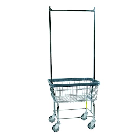 R&B Wire Products Economy Rolling Wire Laundry Cart with Double Pole Rack, 2.5 Bushel, Chrome 96CBC58C
